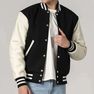 Wholesale Custom latest designs Long Sleeve Winter <b>Jacket</b> <b>Plain</b> Blank <b>Varsity</b> Letterman <b>Jacket</b> for men - Product Image 4