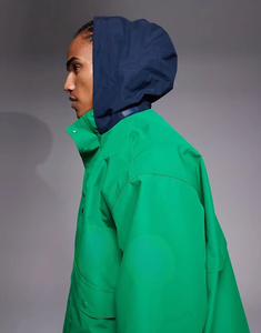 Men's Hooded Windbreaker <b>Jacket</b> Solid Color Zipper Closure Sporty Casual Outdoor Wear Spring Polyester Material - Product Image 5
