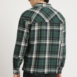 Chemise en flanelle à carreaux en coton pour hommes, manches longues, décontractée, boutonnée, pour l'extérieur, chaude, vêtements de travail, vente en gros, fourniture OEM - Product Image 3