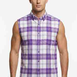 Chemises décontractées classiques pour hommes, chemise en flanelle de coton unie, design de doublure emblématique, coupe ajustée, élégance moderne, chemise sans manches pour hommes pour l'été - Product Image 1