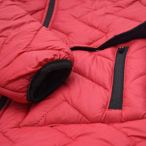 Veste matelassée rouge pour homme avec fermeture éclair, col montant, coupe-vent, vêtement d'extérieur décontracté pour l'hiver - Product Image 6