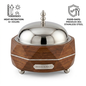 White Royals Durable Insulated Casserole Dish Brass <b>Lid</b> Heat-Retention Technology Eco-Friendly Modern Luxury Design Stainless - Product Image 4