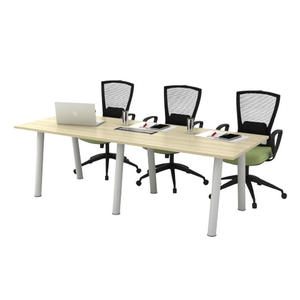 Modern Durable Rectangular Conference <b>Table</b> Chipboard Melamine Wood Veneer Metal Legs Minimalist <b>Office</b> Furniture Commercial Use - Product Image 2