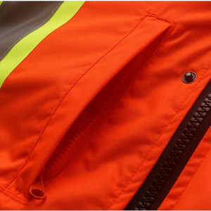 Chaqueta de Seguridad Reflectante de Alta Visibilidad para Hombre, Naranja y Negra, con Capucha y Bolsillos, Ropa de Trabajo - Product Image 5