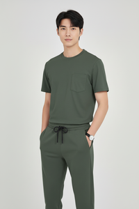 Conjunto Médico Moderno Unisex con Parte Superior de Manga Corta y Pantalones Jogger de Spandex/Algodón, Uniforme Sanitario para Enfermeras y Doctores - Product Image 3