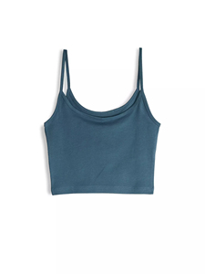 Women's 100% Cotton Camisole Premium Quality Scoop Neck <b>Spaghetti</b> <b>Strap</b> Streetwear Fashion Custom Logo Wholesale Crop Tank Top - Product Image 4
