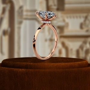 Bague de Mariage en Diamant de Laboratoire Taille Marquise 1cCT, Bague de Mariage en Or 14K avec Halo Caché, Bague Solitaire de Mariage, Bague Vintage - Product Image 5