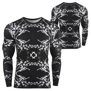 Chemise de compression à manches longues pour homme, fermeture éclair intégrale, respirante, séchage rapide, écologique, antibactérienne, impression personnalisée, gym, MMA, BJJ - Product Image 3