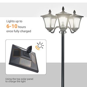 "Vintage Solar Led Lamp <b>Post</b> <b>Lights</b> for Outdoor Backyard Gardens & Driveways (IP54 3 Heads ABS Body)" - Product Image 6