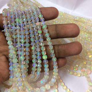 Jewel Creation 6mm 8mm Natural White Ethiopian Opal Faceted Gemstone Beads IGI Certified AAA Quality Bulk Wholesale Jewelry - Product Image 3