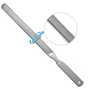 Lime à ongles en acier inoxydable de haute qualité, 18 cm, quatre faces, avec ou sans trou dans la poignée, pour la manucure - Product Image 1