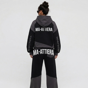 Conjunto Deportivo Personalizado para Mujer, Sudadera con Capucha Oversize en Bloques de Color, Pantalones Deportivos Anchos, Ropa Urbana, OEM, ODM, Venta al Por Mayor - Product Image 4