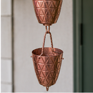 Chaîne de pluie décorative artisanale en cuivre à motifs, pour gouttière et descente de pluie, décoration suspendue pour jardin extérieur, fournitures de jardinage - Product Image 3