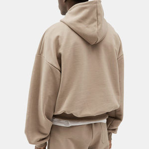 cropped 500 gsm oversized <b>mens</b> hoodie custom heavyweight blank y2k hoodies 100% Cotton <b>pullover</b> boxy hoodie manufacturer - Product Image 3