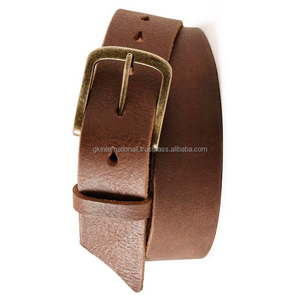Cinturón informal de cuero de grano completo hecho a mano duradero de larga duración para hombres con hebilla de una sola punta de latón antiguo sólido todos los tamaños - Product Image 6