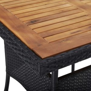 Tavolo da pranzo Patio in legno massello di Acacia con tavoli da esterno in Poly Rattan nero - Product Image 3
