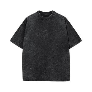 Heavy Black Men T <b>shirts</b> Acid Wash 300GSM Oversized Street Style Dark Grey Vintage Look Grunge Aesthetic Tops - Product Image 1