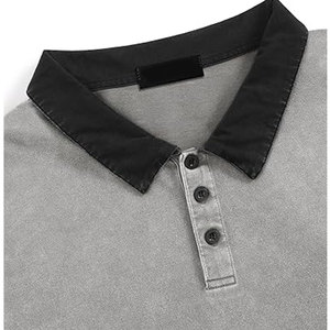 เสื้อโปโลโอเวอร์ไซส์ ผ้าคอตตอนย้อมสีเอซิด แขนสั้น สไตล์สตรีทแวร์สุดเทรนดี้ ใส่สบาย ทรงหลวม ผ้าคอตตอนนุ่ม - Product Image 4