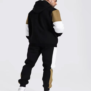 Survêtement à capuche pour homme, color-block, longueur intégrale, décontracté, pour l'automne, respirant, en polyester et coton, avec poches latérales - Product Image 2