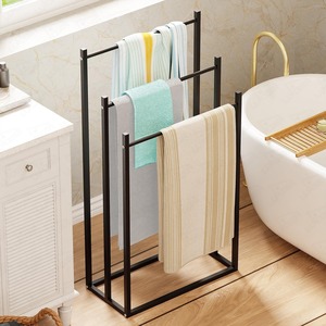 Porte-serviettes mural moderne en métal noir, style chauffant multi-barres, pour salle de bain, maison et hôtel - Product Image 5