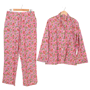 Premium Quality Indian Handmade Cotton Pajama <b>Set</b> For Womens Soft Comfortable Accessories Multi <b>Colour</b> Floral Summer Sleepwear - Product Image 4