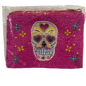 Handmade Margarita <b>Beaded</b> Coin Purse with Zipper Closure for Unisex Summer Travel Party Clutch Bag Gift Pouch - Product Image 2