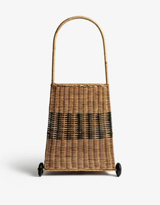 Cesta de mimbre tejida a mano para cochecito de bebé con ruedas, carrito de mimbre para guardería, carrito de compras para niños, decoración para sala de juegos de simulación - Product Image 4
