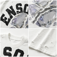 T-shirt streetwear en coton 100% 280 g/m², impression graphique personnalisée, haute qualité, coupe oversize, effet vieilli, décontracté, pour homme