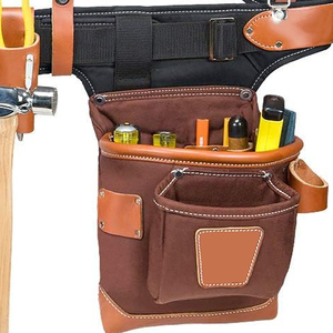 Adjustable Premium Leather Heavy Duty Detachable <b>Tool</b> Bag for Electrician Carpenter Handyman Woodworker Construction <b>Tools</b> <b>Belt</b> - Product Image 2