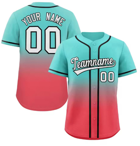 Camiseta de béisbol personalizada para mujer, color verde azulado degradado, estampado sublimado, nombre del equipo, número, manga corta, absorción de humedad, ajuste regular - Product Image 1
