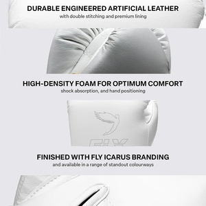 ถุงมือชกมวย Luxury Pro Punching X Line Fly Sparring สีขาวล้วน ทำจากหนังวัวแท้ สำหรับการฝึกซ้อมและการต่อสู้ระดับมืออาชีพ - Product Image 6