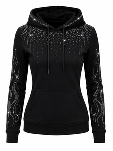 Women's Trendy <b>Rhinestone</b> Hoodie Sparkling Crystal Hooded Sweatshirt Long Sleeve Casual <b>Jacket</b> for Women <b>Rhinestone</b> Hoodie - Product Image 1