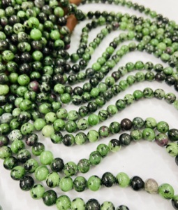 Perles rondes en zoïsite rubis de l'usine Rare Gems, 15,5 pouces, certifiées par un tiers du Rajasthan, pour la fabrication de bijoux - Product Image 5