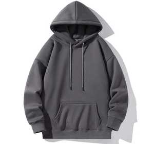 Sweat-shirt à capuche surdimensionné pour homme, gris uni, en coton French Terry, décontracté, avec poche, pour l'automne - Product Image 3