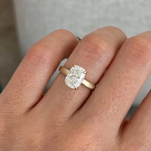 2 Carat Cushion Cut Lab Grown Diamond Hidden Halo <b>Brush</b> Finish Engagement Wedding Ring in Gold IGI Certified for Women - Product Image 5