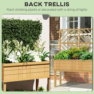 Jardinière carrée en bois naturel avec treillis et trous de drainage pour plantes grimpantes et potager surélevé - Product Image 4
