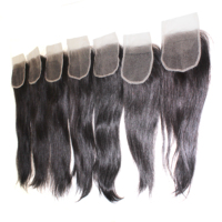Closure de cheveux vierges vietnamiens naturels lisses de qualité supérieure Amella Transparent HD French/Lace Noir naturel pour revendeurs
