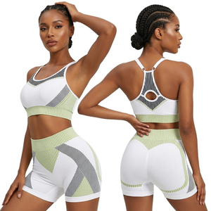 Ensembles de sport pour femmes, ensembles de yoga sans couture, vente directe d'usine de vêtements de sport à haute élasticité et absorbants la transpiration, veste de yoga - Product Image 1