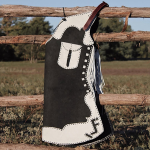 CLOSITWEAR Pantalones de equitación estilo vaquero con flecos, de cuero genuino, cintura alta, largos, con hebilla - Product Image 3
