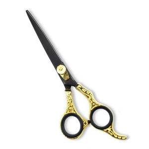 Ciseaux de coiffeur professionnels de beauté en acier inoxydable noir de 6 pouces, ensemble émoussé en caoutchouc céramique tranchant - Product Image 2