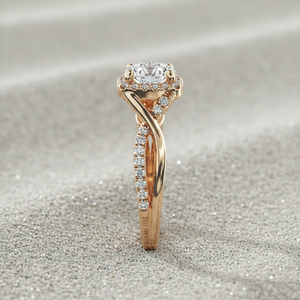 Anillo de Compromiso con Diamante Cultivado en Laboratorio, Oro Rosa de 14K, Corte Halo Infinito, para Fabricante de Joyería Personalizada Certificada, OEM ODM - Product Image 3