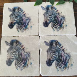 Posavasos de Mármol con Diseño de Animales de Safari, Posavasos Rústicos de Piedra, Decoración para el Hogar - Product Image 1