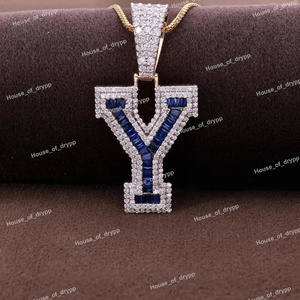 Collier pendentif lettre Y en diamant moissanite glacé, en argent sterling 925, bijoux tendance hip-hop pour hommes et femmes - Product Image 2