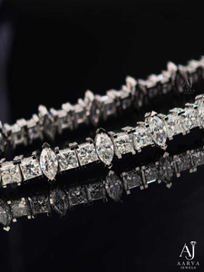 Pulsera de tenis de plata de ley 925 con moissanita de corte mixto para mujer, ideal para fiestas y bodas - Product Image 1