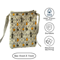 Sac bandoulière matelassé à imprimé personnages de dessins animés, rayé, avec sangle réglable, fermeture éclair, en coton, pour usage quotidien, durable et écologique