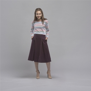 กระโปรงถักผ้าฝ้ายสีเทาเอวยางยืดสำหรับผู้หญิงหรูหรา OTM - Product Image 2