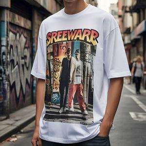 Custom Oversized <b>Tshirt</b> Graphic Acid Wash Heavyweight T-Shirt Big Digital Printing 100% cotton T-shirt for men loose fit - Product Image 2