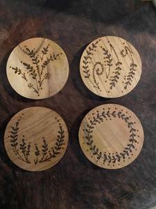 <b>Round</b> Wooden Coasters Set 300 Mm Diameter Modern Design Non Slip <b>Mats</b> & Pads - Product Image 4