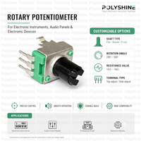 Potentiomètre rotatif ultra-compact série F-09K 9 mm avec axe moleté à 18 dents, résistance 5K, tolérance 20 %