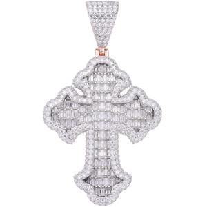 Designer Inspired Gold <b>Cross</b> Charm Pendant with Moissanite Stones Unisex Fashion Jewelry for <b>Men</b> and Women - Product Image 2